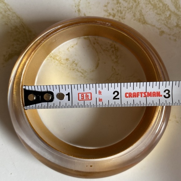 Vintage Lucite Asymmetrical Chunky Bangle Transparent Gold Clear Large Bracelet - Picture 16 of 16